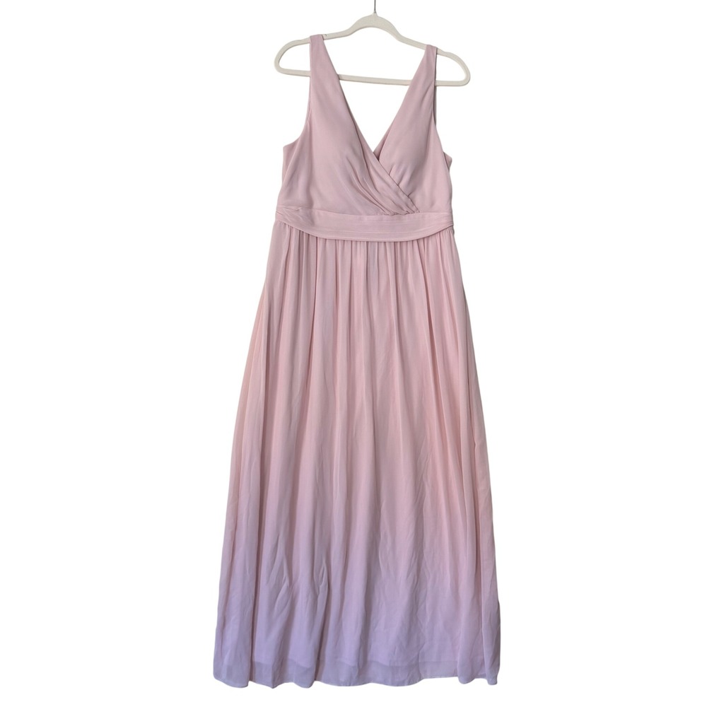 Blush Pink Chiffon Maxi Dress Sleeveless V-Neck Twist Back Formal Gown 0040